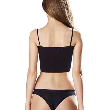 4 Pack Cropped Tank Tops for Women, Spaghetti Strap Crop Top Basic Sports Crop Cami Half Camisoles for Teen Girls (Black, White, Dark Grey, Light Grey, M)