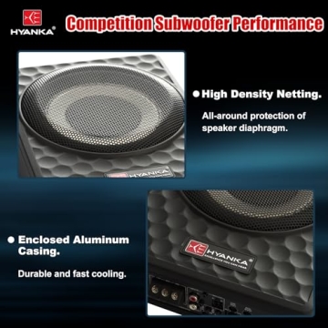 HYANKA 400W 8 Inch Compact Underseat Car Subwoofer with Built-in Amp