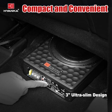 HYANKA 400W 8 Inch Compact Underseat Car Subwoofer with Built-in Amp