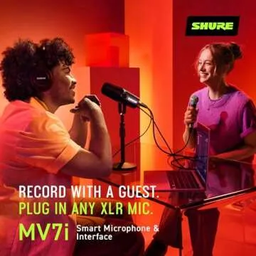 Shure MV7i Smart Microphone with Built-in Audio Interface - Podcast & Musician Mic with 2 Channels, XLR and 1/4", USB-C for Mac/PC/Phone, Advanced DSP Features, All-Metal Design, Auto Level Mode