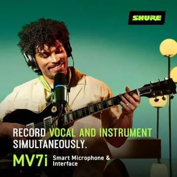 Shure MV7i Smart Microphone with Built-in Audio Interface - Podcast & Musician Mic with 2 Channels, XLR and 1/4", USB-C for Mac/PC/Phone, Advanced DSP Features, All-Metal Design, Auto Level Mode