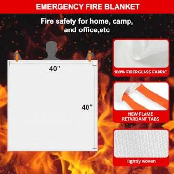 SecuCaptain Emergency Fire Blanket for Home Kitchen - 2 Pack 40"x40" Flame Suppression Fiberglass Fire Blankets for House Camping Car Office Warehouse Survival Safety