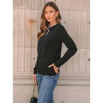 LILLUSORY Women's Cardigan Sweaters 2025 Lightweight Fall Oufits Clothes Fashion Trendy Long Sleeve Tops Casual Jackets XX-Large Black