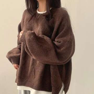 Chic Women’s Split Hem Crewneck Sweater for Fall