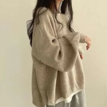 Chic Women’s Split Hem Crewneck Sweater for Fall