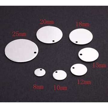 70pcs Mix Size Stainless Steel Blank Stamping Message Word Tag Pendants Flat Round Charms for DIY Jewelry Making