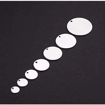 70pcs Mix Size Stainless Steel Blank Stamping Message Word Tag Pendants Flat Round Charms for DIY Jewelry Making