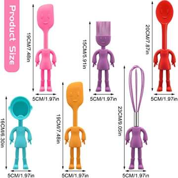Human Shaped Kitchen Utensils Set - 6 Colorful, Heat-Resistant Tools for Happy Cooking