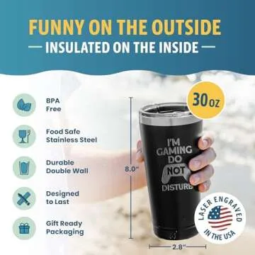 Gamer Gifts for Men Women - Funny Coffee Tumbler - Gaming Gifts from Daughter, Mom - Cool Christmas Gifts for Dads, Gamers Boys, Girls, Teenagers - I'm Gaming - Secret Santa Gifts for Gamers - 30oz