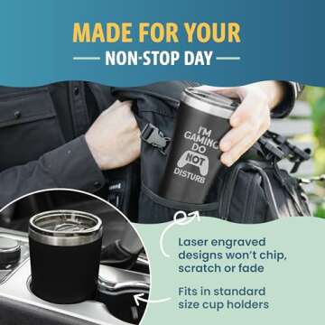 Gamer Gifts for Men Women - Funny Coffee Tumbler - Gaming Gifts from Daughter, Mom - Cool Christmas Gifts for Dads, Gamers Boys, Girls, Teenagers - I'm Gaming - Secret Santa Gifts for Gamers - 30oz