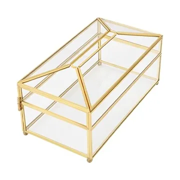 Tissue Box Cover, Clear Glass Tissue Box Holder, Facial Tissue Box Cover Rectangular Napkin Holder D...