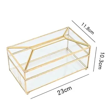 Tissue Box Cover, Clear Glass Tissue Box Holder, Facial Tissue Box Cover Rectangular Napkin Holder Desktop Tissue Paper Holder Storage Organizer Paper Dispenser Case for Bathroom Living Room