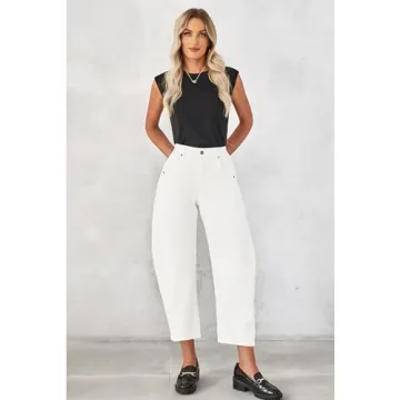 GRAPENT High Waisted Barrel Jeans Trendy Comfortable Fit