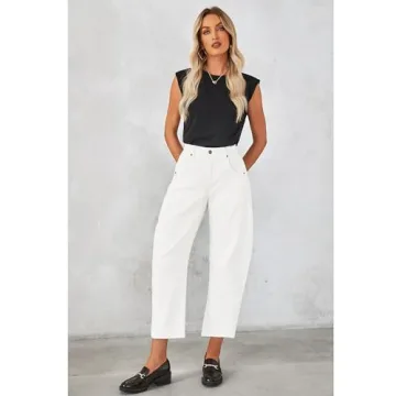 GRAPENT High Waisted Barrel Jeans Trendy Comfortable Fit