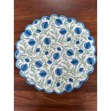Ridhi Queen Blue Bo-ho 15" Round Cotton Placemats Pack of 4