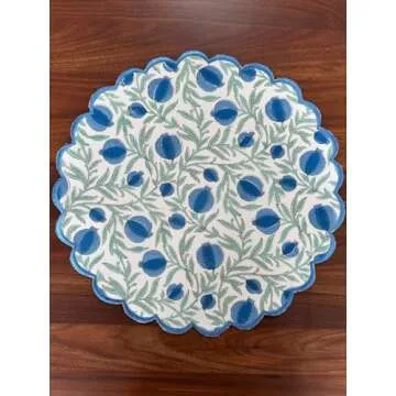 Ridhi Queen Blue Bo-ho 15" Round Cotton Placemats Pack of 4