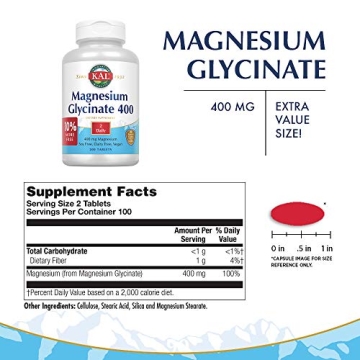 KAL Magnesium Glycinate 400mg - Natural Migraine Relief and Relaxation