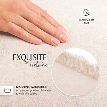 INSPIRED IVORY Throw Pillow Cover 20 x 20 Inch - Decorative Natural Linen Pillow Cover with Tassel Trim - Farmhouse Pillow Cushion Cover for Sofa, Couch, Bed Decor - Square Burlap Sham (Light Beige)