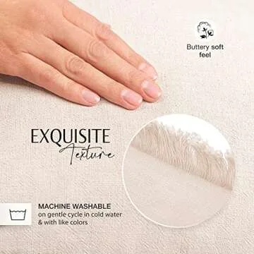 INSPIRED IVORY Throw Pillow Cover 20 x 20 Inch - Decorative Natural Linen Pillow Cover with Tassel Trim - Farmhouse Pillow Cushion Cover for Sofa, Couch, Bed Decor - Square Burlap Sham (Light Beige)