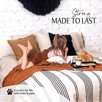 INSPIRED IVORY Throw Pillow Cover 20 x 20 Inch - Decorative Natural Linen Pillow Cover with Tassel Trim - Farmhouse Pillow Cushion Cover for Sofa, Couch, Bed Decor - Square Burlap Sham (Light Beige)