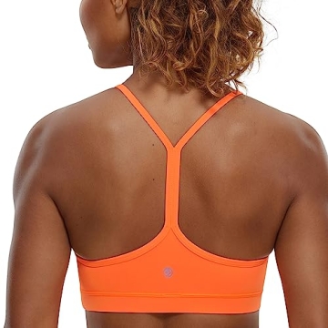 CRZ YOGA Butterluxe Womens Y Back Sports Bra - Padded Racerback Low Impact Spaghetti Thin Strap Work...