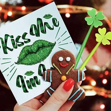 Zonon 64 Pcs St Patrick's Day Pens Bulk Cute Ballpoint Pens with Clover Design