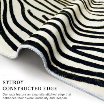 SunNewt 9x12 Rug Modern Abstract Area Rug Contemporary Striped Living Room Rug Stain Resistant Washa...