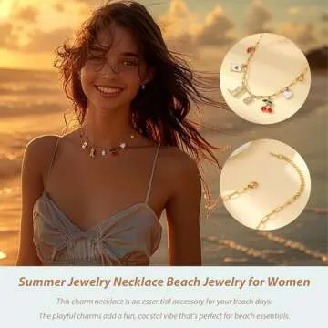 Gold Initial Charm Necklace Beach Vacation Essentials for Women