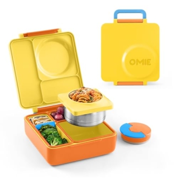 Omie OmieBox Bento Box for Kids - Insulated Bento Lunch Box with Leak Proof Thermos Food Jar - 3 Com...