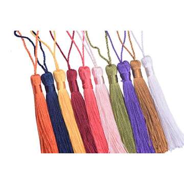 KONMAY 20pcs Silky Handmade Tiny(3.5'') Soft Craft Mini Tassels with Loops for Bookmarks Jewelry Mak...