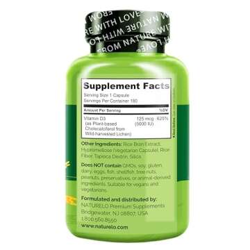 Vegan NATURELO Vitamin D3 5000 IU - Immune & Bone Support