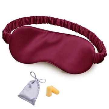 Silk Sleep Mask Eye Mask Blindfold with Double Layer Silk Filling and Elastic Strap for Full Night's...