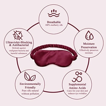 Silk Sleep Mask Eye Mask Blindfold with Double Layer Silk Filling and Elastic Strap for Full Night's Sleep, Travel and Nap, Soft Eye Cover Eyeshade with Luxury Bag and Ear Plugs by OLESILK (Burgundy)