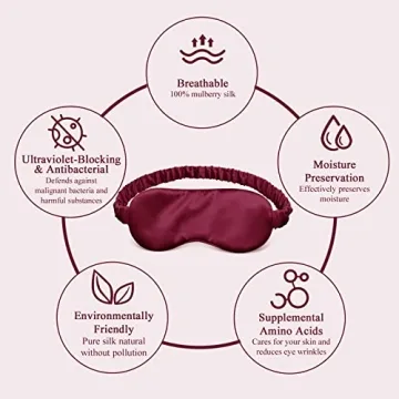 Silk Sleep Mask Eye Mask Blindfold with Double Layer Silk Filling and Elastic Strap for Full Night's Sleep, Travel and Nap, Soft Eye Cover Eyeshade with Luxury Bag and Ear Plugs by OLESILK (Burgundy)