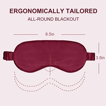 Silk Sleep Mask Eye Mask Blindfold with Double Layer Silk Filling and Elastic Strap for Full Night's Sleep, Travel and Nap, Soft Eye Cover Eyeshade with Luxury Bag and Ear Plugs by OLESILK (Burgundy)