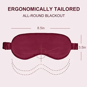 Silk Sleep Mask Eye Mask Blindfold with Double Layer Silk Filling and Elastic Strap for Full Night's Sleep, Travel and Nap, Soft Eye Cover Eyeshade with Luxury Bag and Ear Plugs by OLESILK (Burgundy)