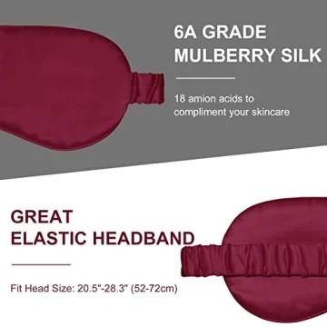 Silk Sleep Mask Eye Mask Blindfold with Double Layer Silk Filling and Elastic Strap for Full Night's Sleep, Travel and Nap, Soft Eye Cover Eyeshade with Luxury Bag and Ear Plugs by OLESILK (Burgundy)