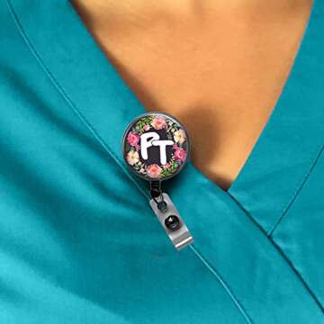 PT Physical Therapy ID Badge Holder, Physical Therapist Graduate Gifts, Physical Therapist Thank You Gift, Retractable ID Badge Reel With Swivel Pinch Clip, PT Therapist Student Graduation Gift