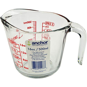 Anchor Hocking 2 Cup Glass Measuring Cup - Durable, Easy to Read and Microwave Safe