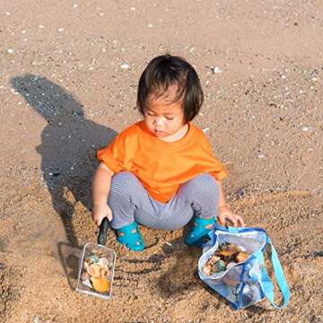 DASDSA Beach Toys for Kids 3-8-10-12, Beach Shell Collecting Bag, Shells Filter Beach Shovel and She...