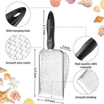 DASDSA Beach Toys for Kids 3-8-10-12, Beach Shell Collecting Bag, Shells Filter Beach Shovel and Shells Cleaning Brush, Travel Beach Toys