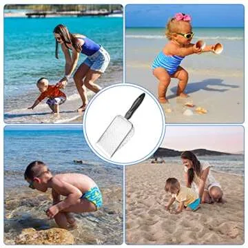 DASDSA Beach Toys for Kids 3-8-10-12, Beach Shell Collecting Bag, Shells Filter Beach Shovel and Shells Cleaning Brush, Travel Beach Toys