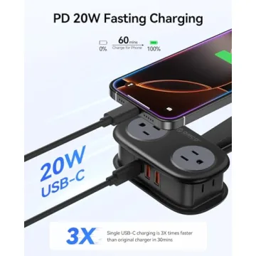 Compact ORICO Travel Power Strip with USB Ports