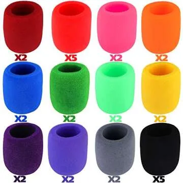 Augshy 30 Pack Microphone Cover，Foam Mic Covers Windscreen Foam Suitable for Most Standard Handheld Microphone (12 Color)