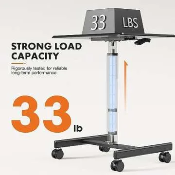 Sweetcrispy Mobile Small Stading Desk - Sit Stand Desk, Portable Rolling Laptop Desk with Lockable Wheels, Computer Workstations, Adjustable Height, Black