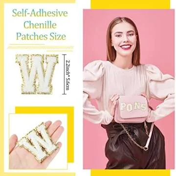 WILLBOND 52 Pcs Self-Adhesive Chenille Letter Patches for Stylish Customization
