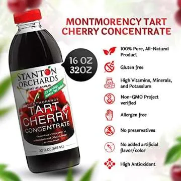 Montmorency Tart Cherry Concentrate - Unsweetened 100% Juice Concentrate | All-Natural, Vegan, ORAC Leader, BPA & Gluten Free
