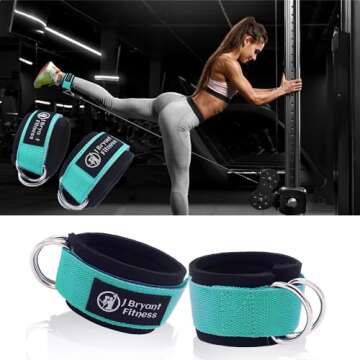 J Bryant Barbell Pad Set with 2 Ankle Straps for Cable Machines, Hip Resistance Band, Weight Lifting Straps, Thick Cushion Hip-Thrusts Pad with Carry Bag for Squats Bench Press Workout