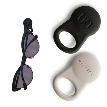 KLIPSTA SPEX Glasses Clips (Black+Stone 2-pack) - Magnetic Glasses Holder for Clothes. Eyewear Strap...