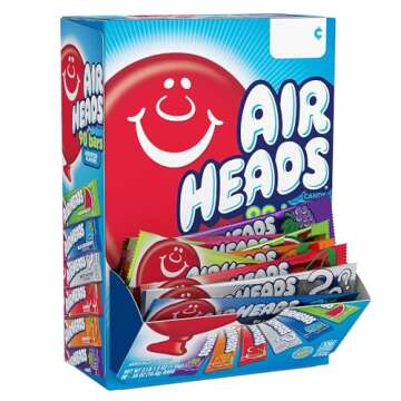 Airheads Candy Bars Bulk Box - Variety of 90 Chewy Fruit Taffy